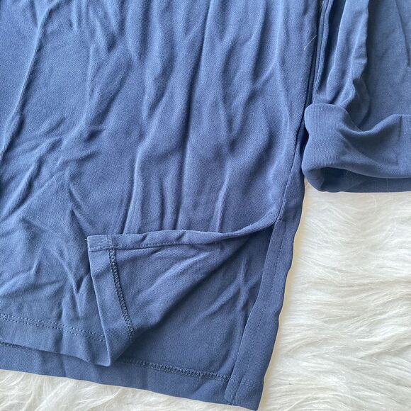 Liz Claiborne Blouse Sz M Button Front Top Blue Rolled Cuff Casual Relaxed Boho - Picture 4 of 8